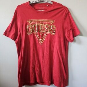 Guess T-Shirt Gold Logo Women's Size XL Puffy‎ Graphics